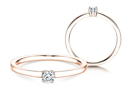 Anello di Fidanzamento Modern Petite in 14K oro rosa con diamante 0,14ct