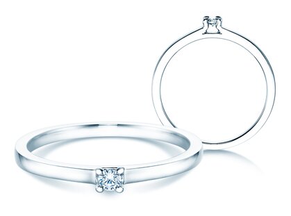 Anello di Fidanzamento Modern in 14K oro bianco con diamante 0,05ct H/SI
