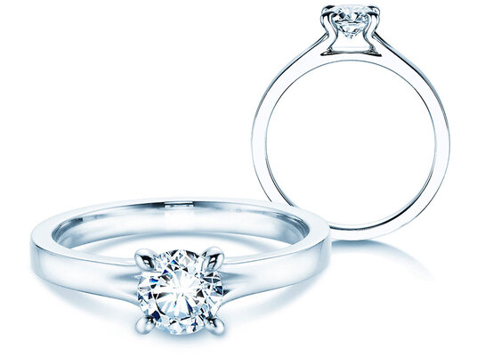 Anello di Fidanzamento Modern in 9K oro bianco con diamante 0,50ct H/SI