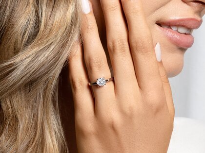 Anello di Fidanzamento Modern in 18K oro giallo con diamante 0,75ct D/IF