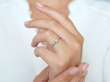 Anello di Fidanzamento Princess in 14K oro bianco con diamante 0,25ct G/SI