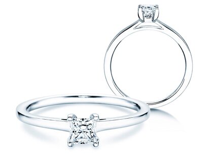 Anello di Fidanzamento Princess in 18K oro bianco con diamante 0,35ct G/SI