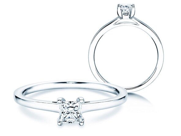 Anello di Fidanzamento Princess in 18K oro bianco con diamante 0,35ct G/SI