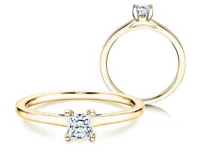 Anello di Fidanzamento Princess in 18K oro giallo con diamante 0,35ct G/SI