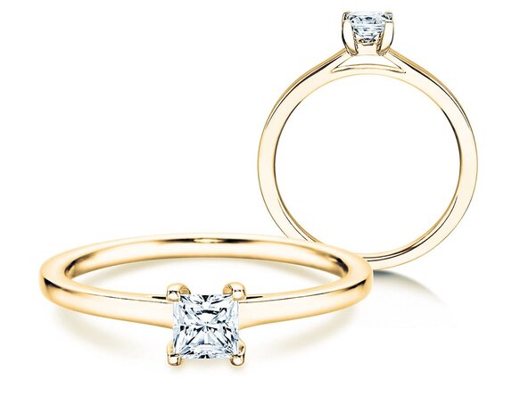 Anello di Fidanzamento Princess in 18K oro giallo con diamante 0,35ct G/SI
