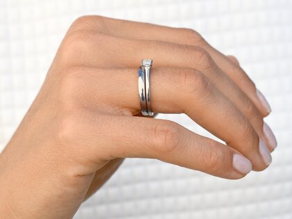Anello di Fidanzamento Princess in 14K oro bianco con diamante 0,25ct G/SI