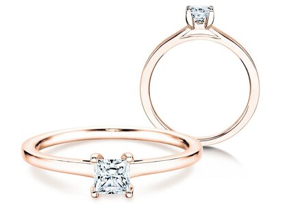Anello di Fidanzamento Princess in 14K oro rosa con diamante 0,35ct G/SI