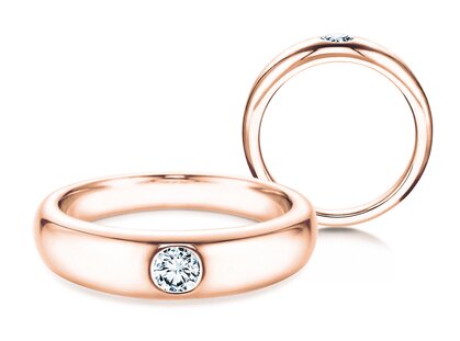 Anello di Fidanzamento Promise in 18K oro rosa con diamante 0,03ct G/SI