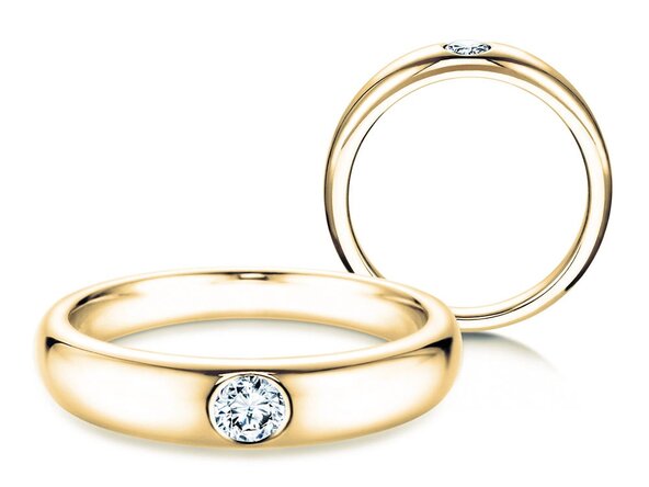 Anello di Fidanzamento Promise in 14K oro giallo con diamante 0,15ct H/SI
