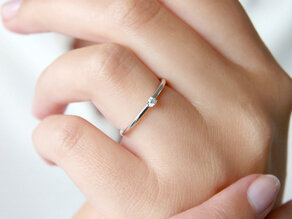 Anello di Fidanzamento Pure in 9K oro bianco con diamante 0,04ct G/SI