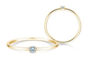 Anello di Fidanzamento Pure in 9K oro giallo con diamante 0,04ct G/SI