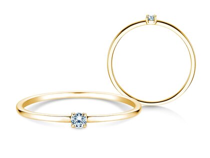 Anello di Fidanzamento Pure in 9K oro giallo con diamante 0,04ct G/SI