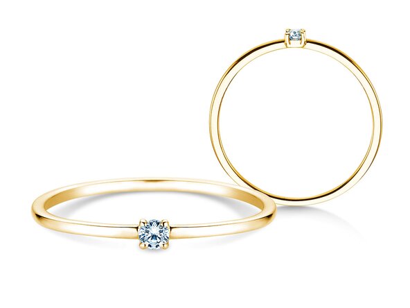 Anello di Fidanzamento Pure in 9K oro giallo con diamante 0,04ct G/SI