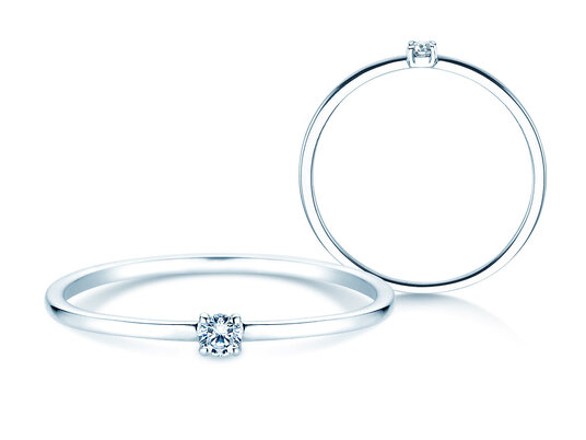Anello di Fidanzamento Pure in 14K oro bianco con diamante 0,04ct G/SI