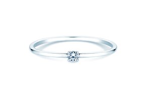 Anello di Fidanzamento Pure in 9K oro bianco con diamante 0,04ct G/SI