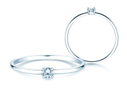 Anello di Fidanzamento Pure in 14K oro bianco con diamante 0,08ct G/SI