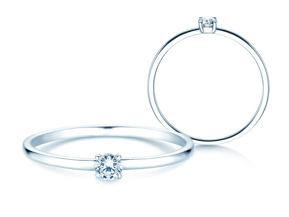 Anello di Fidanzamento Pure in 14K oro bianco con diamante 0,08ct G/SI