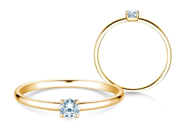 Anello di Fidanzamento Pure in 14K oro giallo con diamante 0,13ct G/SI