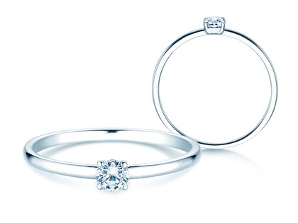 Anello di Fidanzamento Pure in 14K oro bianco con diamante 0,13ct G/SI