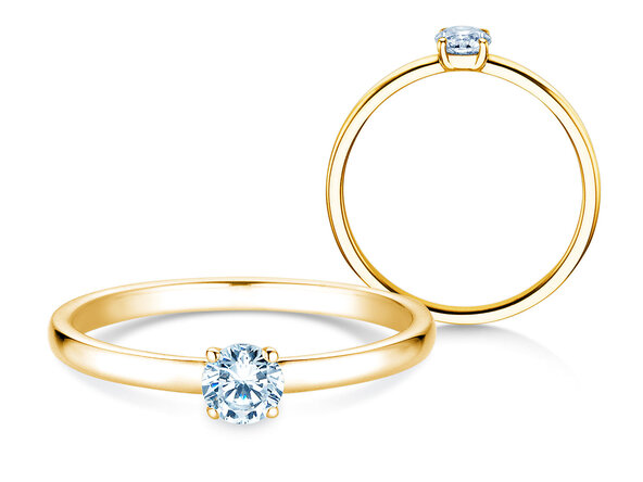Anello di Fidanzamento Pure in 9K oro giallo con diamante 0,23ct G/SI
