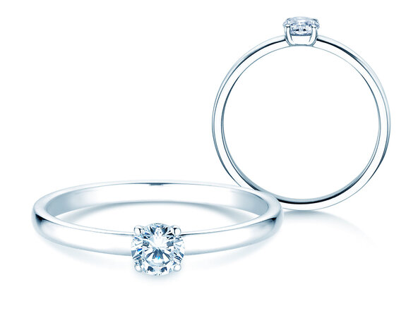 Anello di Fidanzamento Pure in 9K oro bianco con diamante 0,23ct H/SI