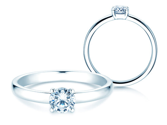 Anello di Fidanzamento Pure in 9K oro bianco con diamante 0,50ct H/SI