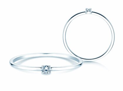 Anello di Fidanzamento Pure in 14K oro bianco con diamante 0,04ct G/SI