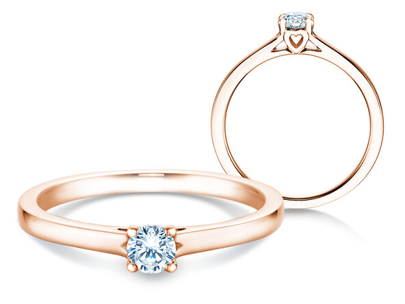 Anello di Fidanzamento Romance in 9K oro rosa con diamante 0,15ct G/SI