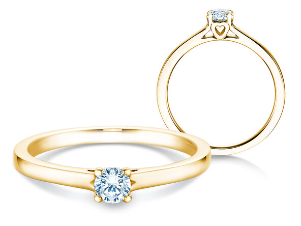 Anello di Fidanzamento Romance in 9K oro giallo con diamante 0,15ct G/SI