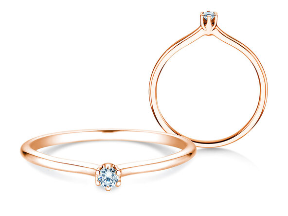 Anello di Fidanzamento Royal in 9K oro rosa con diamante 0,05ct H/SI