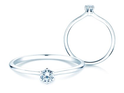 Anello di Fidanzamento Royal in 9K oro bianco con diamante 0,15ct H/SI