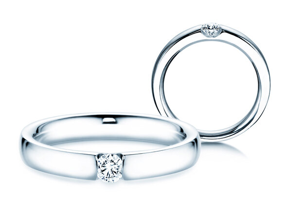 Anello di Fidanzamento Destiny in 14K oro bianco con diamante 0,15ct H/SI