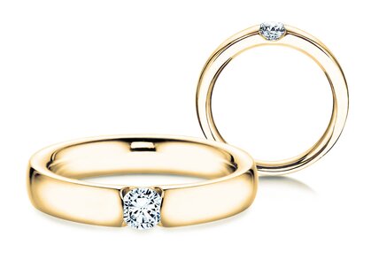 Anello di Fidanzamento Destiny in 14K oro giallo con diamante 0,03ct H/SI