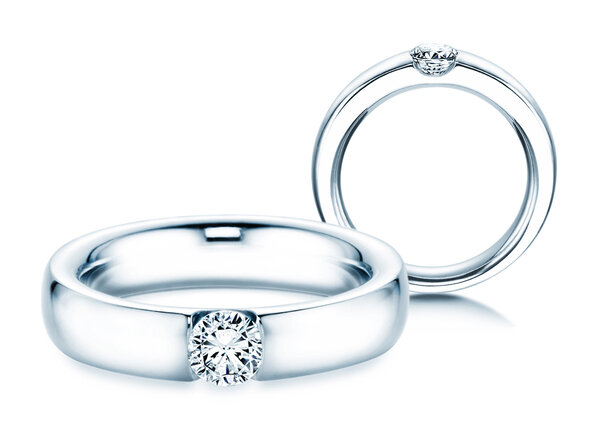 Anello di Fidanzamento Destiny in 18K oro bianco con diamante 0,40ct H/SI