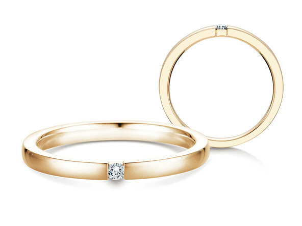 Anello di Fidanzamento Infinity in 14K oro giallo con diamante 0,07ct H/SI