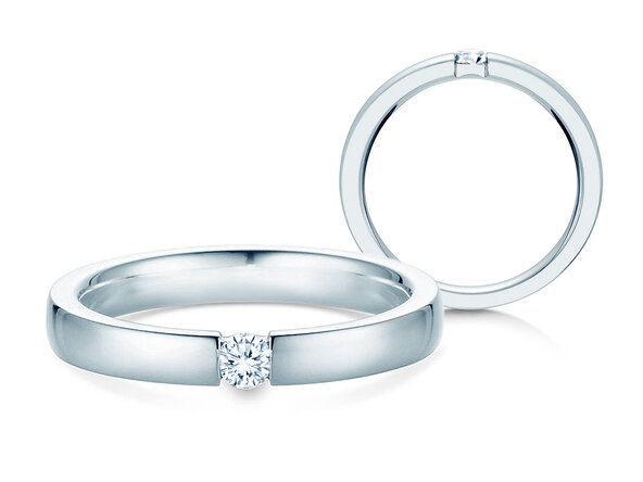 Anello di Fidanzamento Infinity in platino 950/- con diamante 0,15ct D/IF