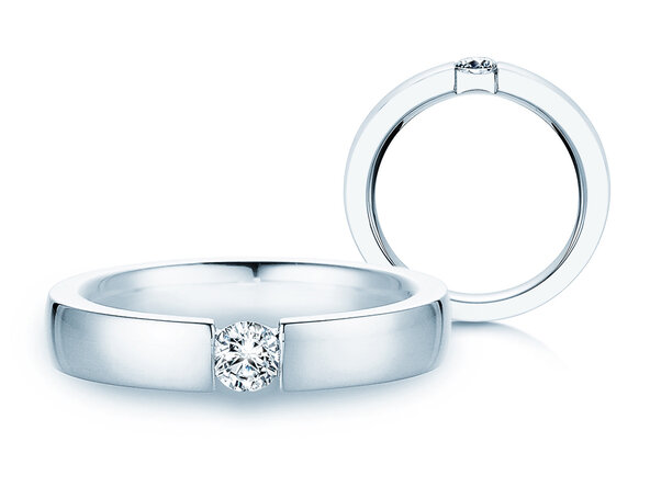 Anello di Fidanzamento Infinity in 9K oro bianco con diamante 0,30ct H/SI