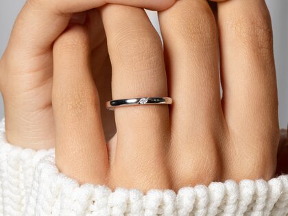 Anello di Fidanzamento Italic in 14K oro giallo con diamante 0,03ct H/SI