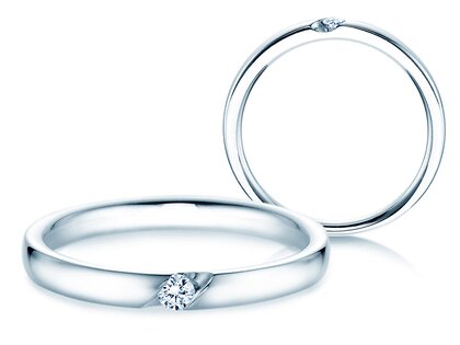 Anello di Fidanzamento Italic in 14K oro bianco con diamante 0,05ct H/SI