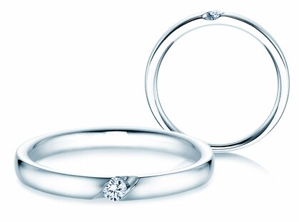 Anello di Fidanzamento Italic in 14K oro bianco con diamante 0,05ct G/SI