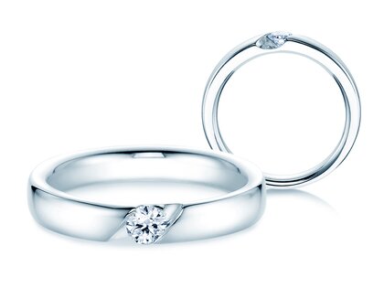 Anello di Fidanzamento Italic in 14K oro bianco con diamante 0,15ct G/SI
