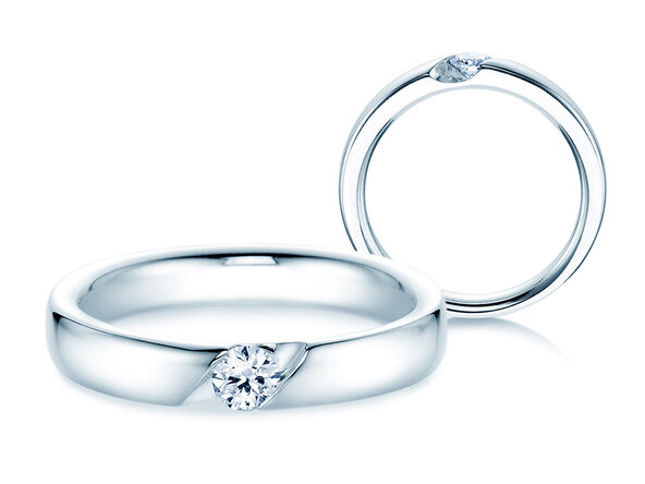 Anello di Fidanzamento Italic in 14K oro bianco con diamante 0,15ct G/SI
