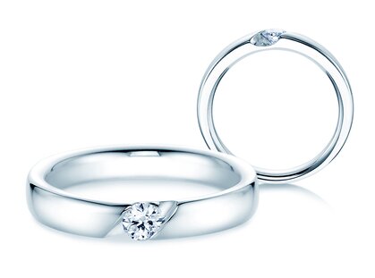 Anello di Fidanzamento Italic in platino 950/- con diamante 0,20ct G/SI