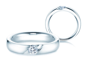 Anello di Fidanzamento Italic in oro bianco