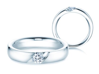 Anello di Fidanzamento Italic in 14K oro bianco con diamante 0,25ct H/SI