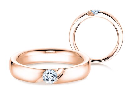 Anello di Fidanzamento Italic in 14K oro rosa con diamante 0,25ct H/SI