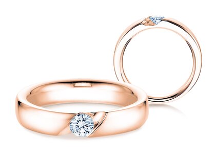 Anello di Fidanzamento Italic in 14K oro rosa con diamante 0,50ct G/SI