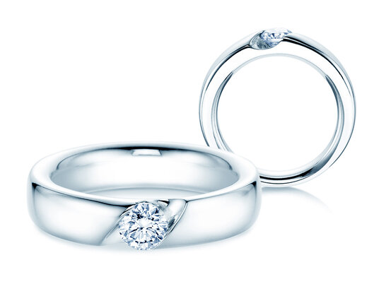 Anello di Fidanzamento Italic in 9K oro bianco con diamante 0,50ct H/SI