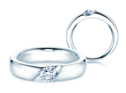 Anello di Fidanzamento Italic in 14K oro bianco con diamante 0,50ct H/SI