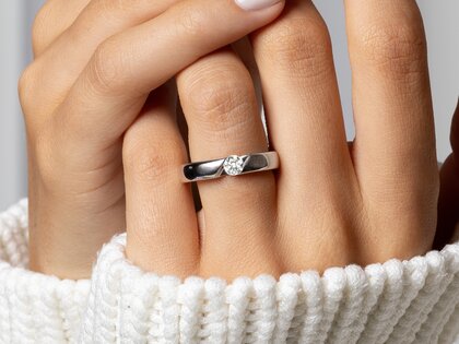 Anello di Fidanzamento Italic in 9K oro bianco con diamante 0,30ct H/SI